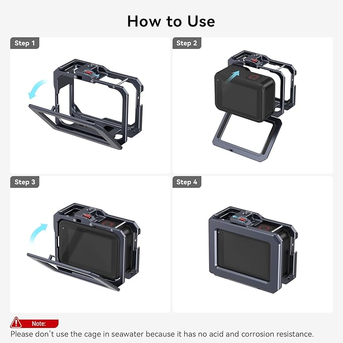 SMALLRIG Hero13 / Hero12 / Hero11 / Hero 10 / Hero 9 Black Cage for GoPro, Compatible with the Lens Filter Max Lens on Camera, with 2 Cold Shoe Mount for Microphone and Led Video Light - 3084C