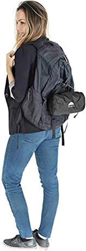 BlueHills Ultra Compact Travel Blanket Pillow in Portable Bag Case with Hand Luggage Belt & Backpack Clip Premium Cozy Soft Compact Pack Large Blanket for Airplane Flight Layover Black C003
