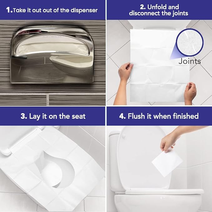 Disposable Toilet Seat Cover - 400 Sheets of XL Half Fold Flushable Toilet Seat Covers for Commercial, Public Facilities and Potty Training, Premium Toilet Paper Cover, Regular (4 Pack)