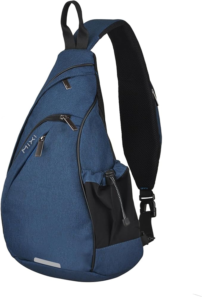 mixi Sling Bag Men Backpack Unisex One Shoulder Bag Hiking Travel Backpack Crossbody with USB Port for Men Women Versatile Casual Daypack-17 inch,Dark Blue