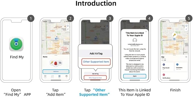 Air Tags-4 Pack Bluetooth Item Finders Work for Apple Find My APP(iOS Only) Tracker Tags for Keys, Luggage, Backpack, Airtags with Lanyard (4)