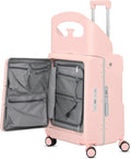 20" Carry-On Luggage with Seat for Kids & Adults, Lightweight Hardside Ride-On Suitcase with Front Opening, TSA Lock, 360° Spinner Wheels (Pink, 20-inch)