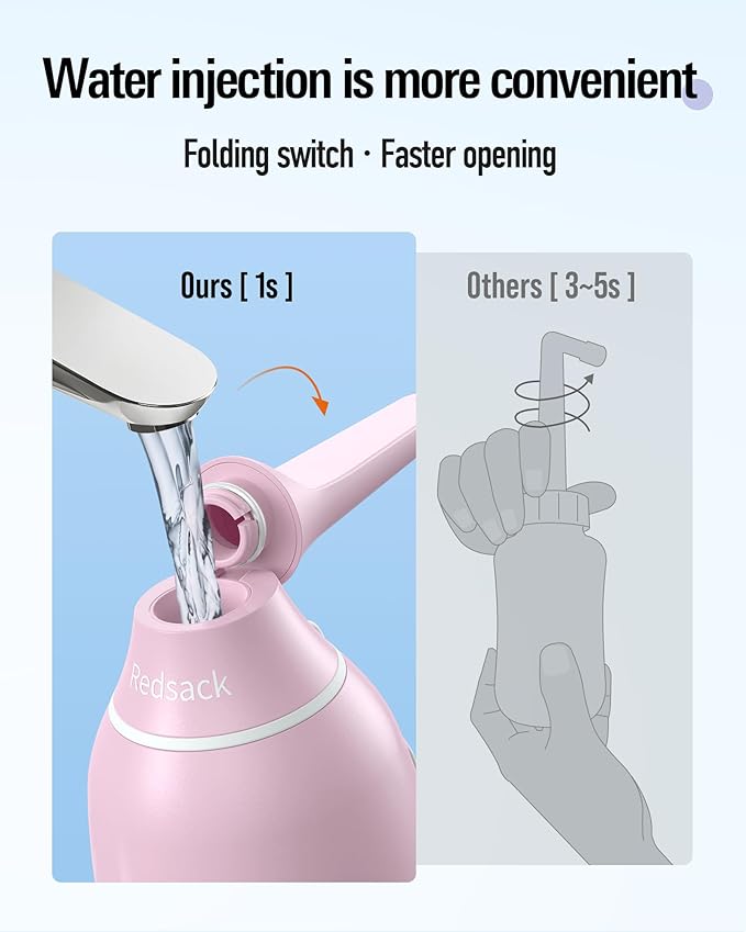 Portable Handheld Bidet Sprayer for Toilet - Unisex High-Pressure Personal Hygiene Bottle, 400ml/13.5oz Large Capacity with Quick-Fill, Collapsible & BPA-Free, Includes Wall Hook (Pink)