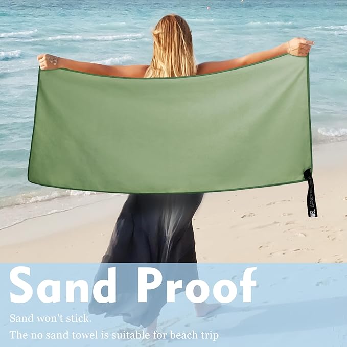 Microfiber Travel Towel, Soft Lightweight Quick Dry Towel, Super Absorbent Compact Travel & Sports & Beach Towels for Camping, Backpack, Gym, Swimming, Yoga, Hiking (M:20"×40" -ArmyGreen)