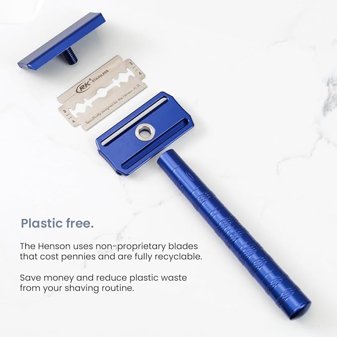 Henson Shaving Razor - Jet Black Double Edge Safety Razor with 5 Spare Blades - 30° Angled Precision With Superior Blade Rigidity- Reusable Single Blade Razors For Men and Women - Mild Aggression