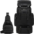 80L 2Pcs Hiking Backpack for Men with Sling Tactical Backpack - Rucksack Molle Military Tactical Waterproof Lightweight Camping Backpack 3 Day Assault Pack for Travel, Climbing, Backpacking