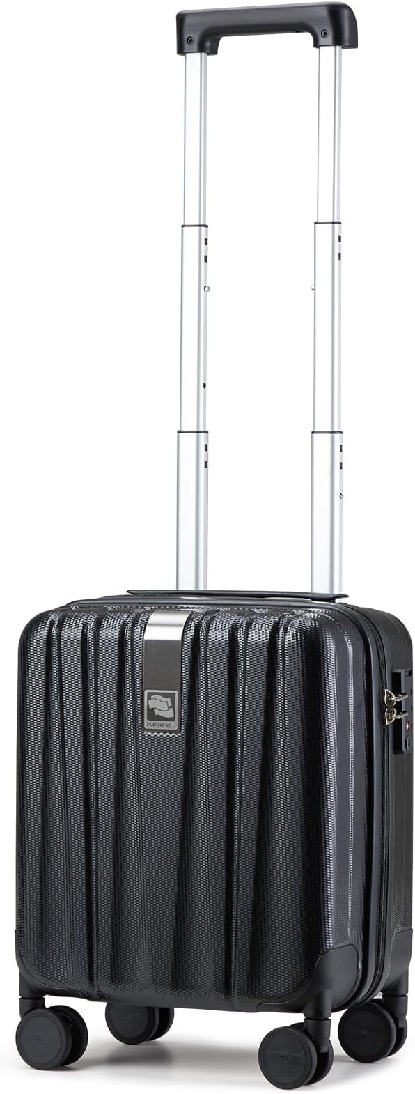 Hanke 14 Inch Underseat Carry On Luggage with Wheels Hard Shell Suitcases Carry On Bag Lightweight Small Mini Suitcase Tsa Luggage for Travel.（Jet Black）
