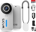 SJCAM 4K Pocket Cam, Tiny Action Camera, Mini Stabilized Body Camera & Portable POV, Waterproof, Wearable, Built-in Spkr & Mic for Vlogging, Helmet & Chest Mountable, White