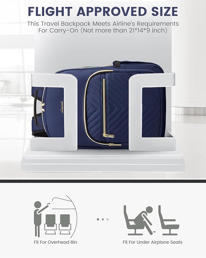 LOVEVOOK Laptop Backpack Purse for Women, Work Business Travel Computer Bags, College Nurse Backpack for Womens, Quilted Casual Daypack with USB Port, Fit 15.6 Inch Laptop, Navy