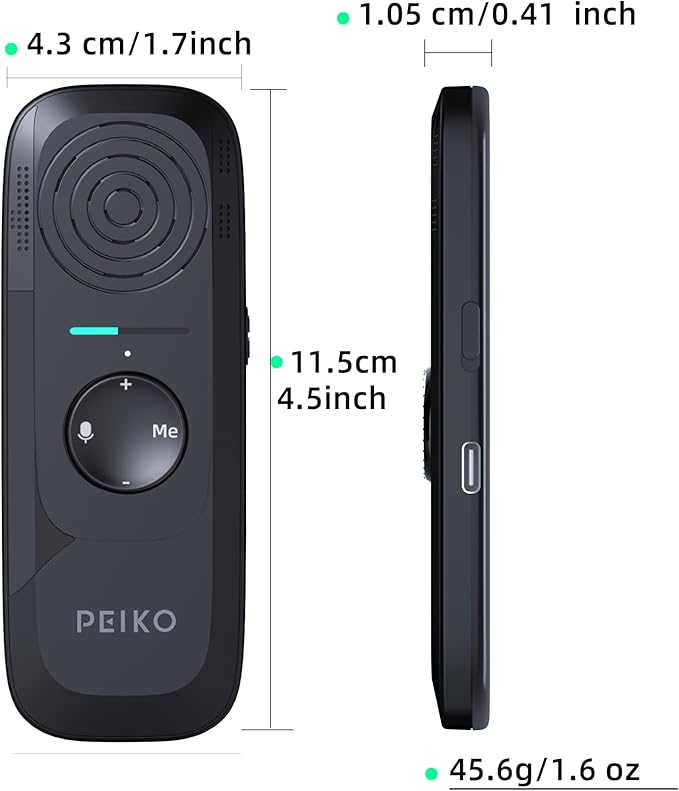 Peiko 136 Language Translation Device, Two-Way Real-time AI Voice Instant Online Translator, Mini Tech Gadget, Offline Translation, Learning Travel and Business Communication