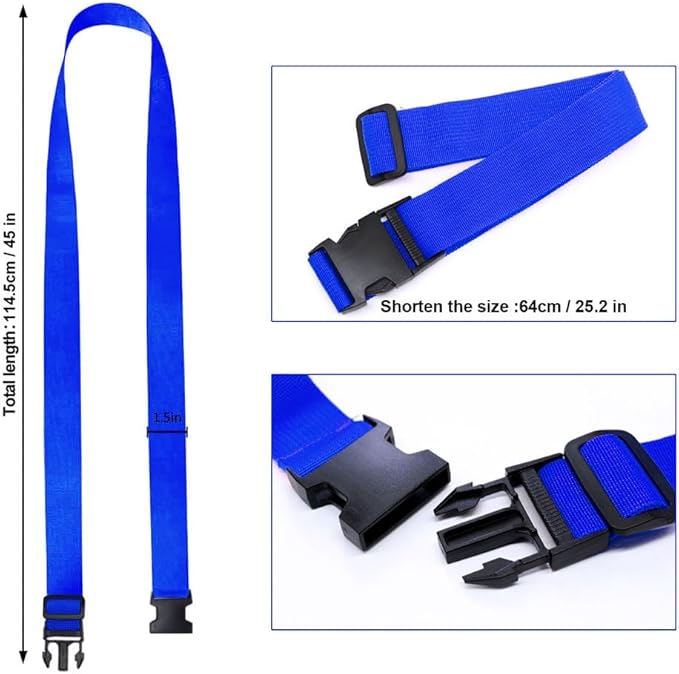 2Pack Luggag Straps for Carry On Bag, Adjustable Suitcase Belt Add Bag Travel Attachment Accessories for Connect Your 3 Luggages, Blue
