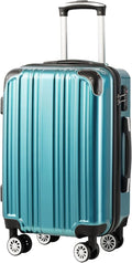 Coolife Luggage Expandable(only 28") Suitcase PC+ABS Spinner 20in 24in 28in Carry on (green new, L(28in))