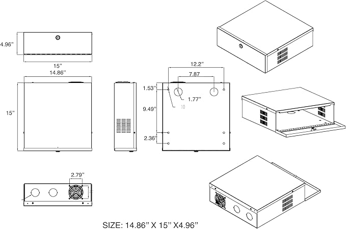 Kenuco White Heavy Duty 16 Gauge Steel DVR Security Lockbox with Fan (BK 15'' X 14.86'' X 4.96'')
