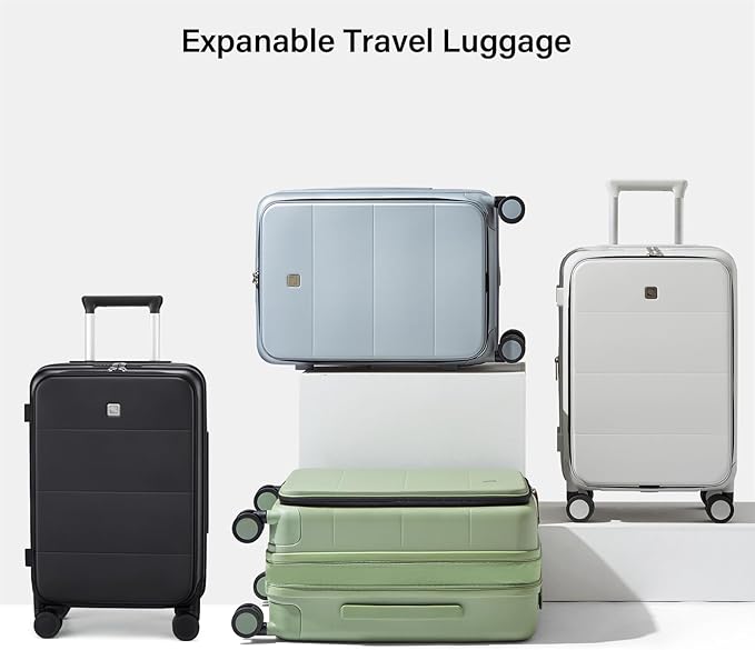 Hanke Hardside Expandable Checked Luggage, 24 Inch Top Opening Trunk Luggages with Spinner Wheels, All-PC Hard Shell Suitcase, Lightweight TSA Checked-Medium(Jet Black, 83L)