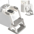 Potty Training Seat for Toddlers - Upgrade 2-in-1 Toilet Seat Toilet Ladder for Kids Children Boys Girls, Anti-Slip Pad & Adjustable Height with Waterproof PVC Cushion - Grey