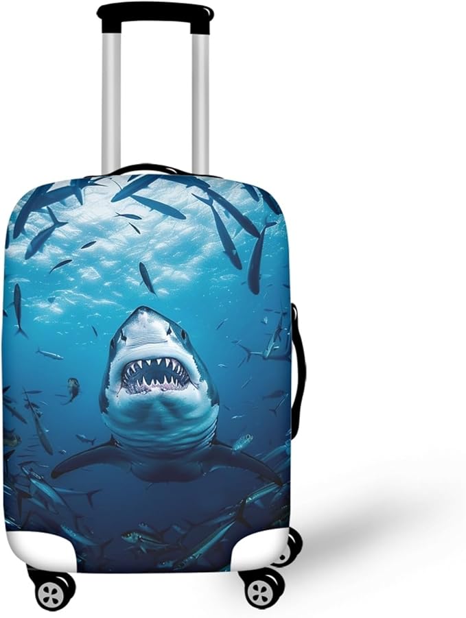 Seadworld Shark Luggage Cover 18-21 Inch High Elastic Thickened Travel Suitcase Covers Blue