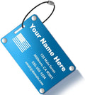 Personalized Luggage Tags: Custom Metal Luggage Tags for Suitcases, Backpacks and Bags with Your Personalized Text (Blue)