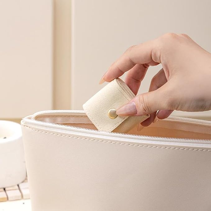 Mini Travel Jewelry Bag, 2025 New Travel Jewelry Case Organizer, Portable Foldable Compartment Auxiliary Mini Travel Jewelry Roll Bag With Buckle For Small Jewelry Earrings, Rings, Necklaces (A)