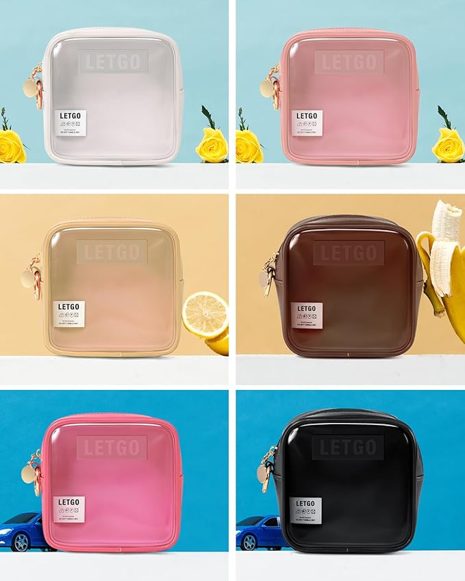 LETGO Small Cosmetic Bag for Purse Mini Makeup Bag for School Cute Clear Make Up Pouch for Travel Clear Cosmetic Bags Purse Essentials Make Up Bag for School Women Men (Mini Chocolate)