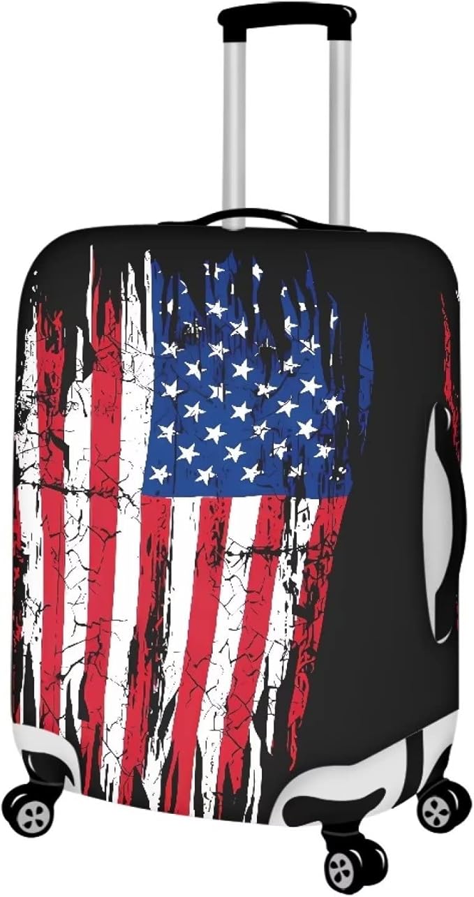 USA Flag Star Stripes Flag Luggage Covers Protector Elastic Spandex Baggage Case Fit 22-25 Inch, 4th of July Independence Day, American Flag Travel Suitcase Cover, Patriotic Flag