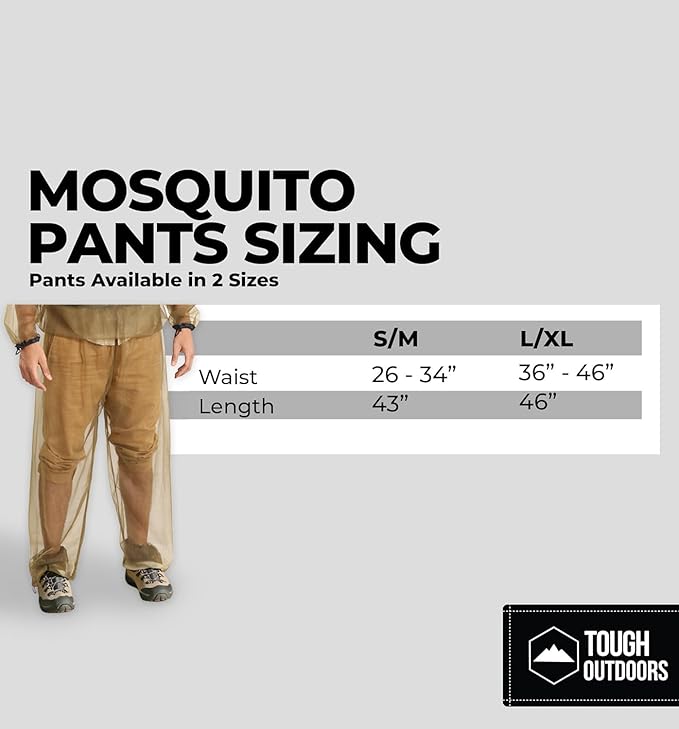 Tough Outfitters Mosquito Suit Pants - Mosquito Clothing for Men & Women - Insect, Bug Proof Net Mesh Pants for Gardening & Outdoor - Protection from Flies, Tick, Gnats