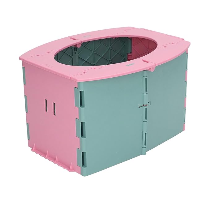 Portable Lightweight Foldable Toddler Potty Baby Toilet Camping Travel (Green Pink)