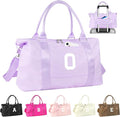 Daughter Niece Gifts for Teen Girl Kids, Initial Travel Duffel Bag Sports Gym Bag Personalized Gifts Weekender Bag，Monogram Overnight Bag Cute Dance Bag Birthday Bridesmaid Gifts for Women(Purple, O)