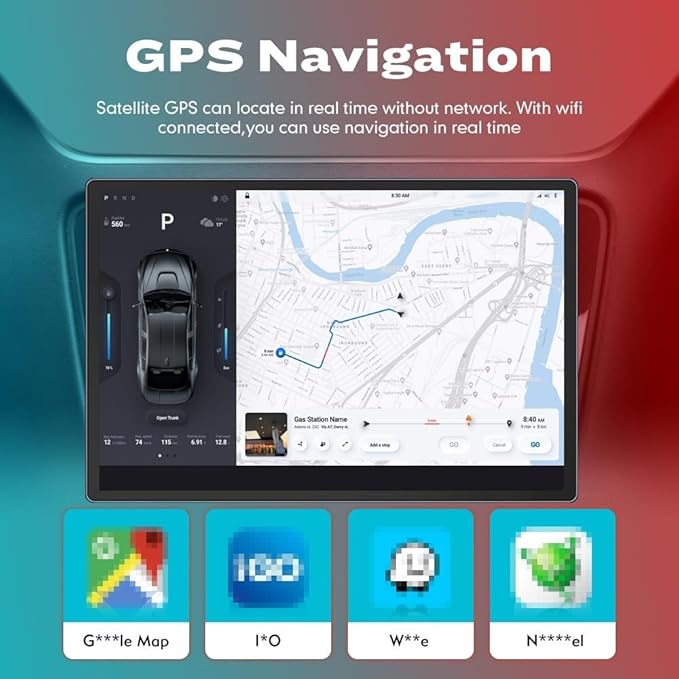 Kunfine CarPlay Android Auto Navigation Stereo GPS Radio Reverse Camera Display 13.1" QLED Touchscreen Headunit Tablet Pad Media Player for Subaru Forester 2007-2013, if Applicable Octa Core 8G+256G