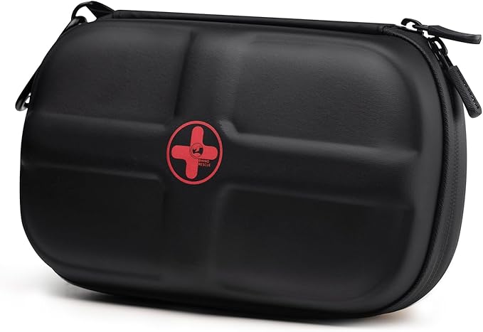 RHINO RESCUE EVA First Aid Kit, Small Waterproof Portable Emergency Hiking First Aid Kit for Backpacking, Medical Kit for Travel, Home, Car, College Dorm, Camping, Boat, Back to School (Black)