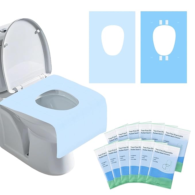 100 Packs Tear-Free Toilet Seat Covers Disposable for Adults and Kids, 16x24 Inch Waterproof Non-Slip Disposable Toilet Seat Cover for Travel, Public Toilet, Outdoors (Individual Package)