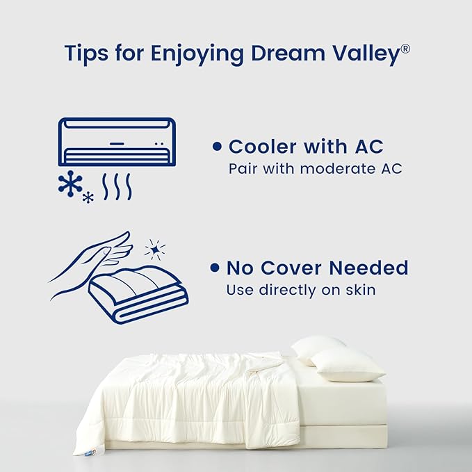 Dream Valley® Outlast® Deepsleep Cooling Comforter, Twin Size, NASA-Grade Space Technology Cooling Blanket for Hot Sleepers Night Sweats, Q-Max > 0.45 Aerocool™ Breathable Ivory, 68"x90"
