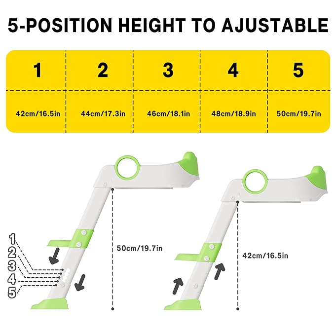 Potty Training Seat with Step Stool Ladder, Toddler Toilet Seat with PU Cushion, Adjustable 5-Level Height, Foldable Potty Training Toilet for Kids Boys Girls, Anti-Slip Pads Ladder