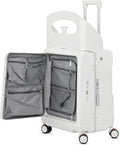 22" Ride On Luggage with Seat for Kids & Adults, Lightweight Hardside Ride-On Suitcase with Front Opening, TSA Lock, 360° Spinner Wheels (Matte White, 22-inch)