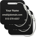 Custom Metal Luggage Tags (3 or 6 Pack) - Personalized Unique Suitcase & Backpack Travel, Durable, Waterproof & Heavy Duty (Black)