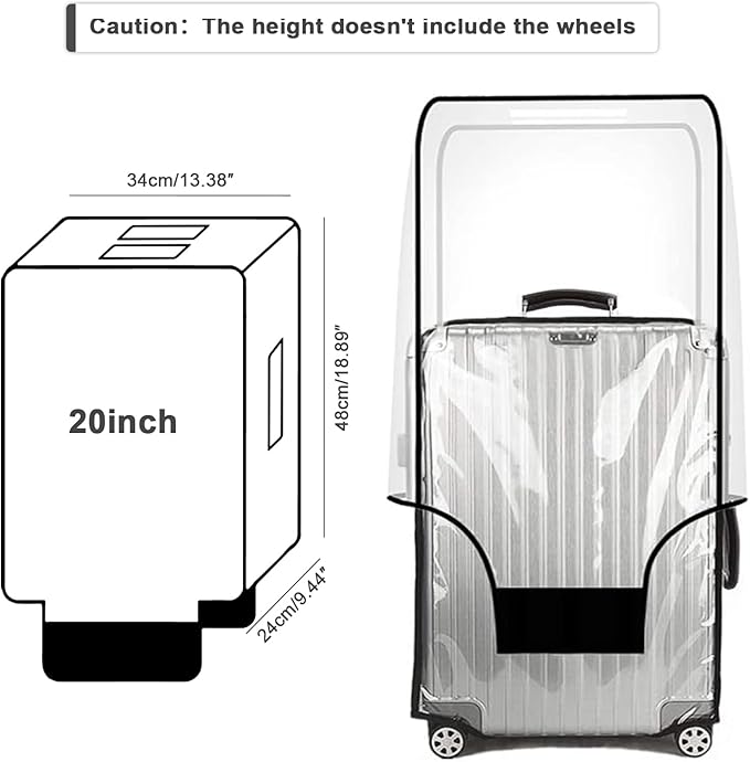 Suitcase Cover for 20" Luggage TSA Approved Clear PVC Thickened Protective Sleeve Cover for Wheeled Luggage Waterproof