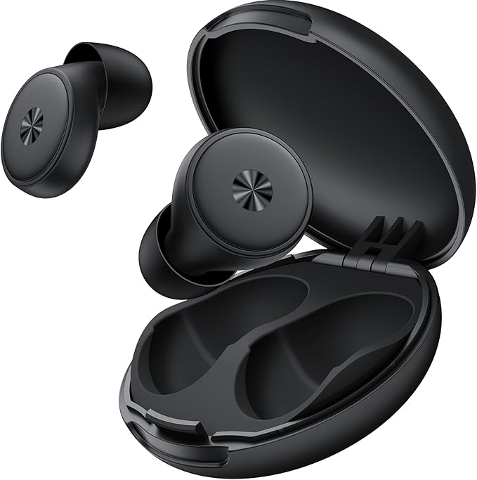 45dB Ear Plugs for Sleeping 0.1oz Ultra-Comfy Noise Cancelling Ear Plugs for Concerts, Deep Focus, Travel, Noise Reduction Ear Plug with 8 Ear Tips Reusable Earplugs with Carry Case Black