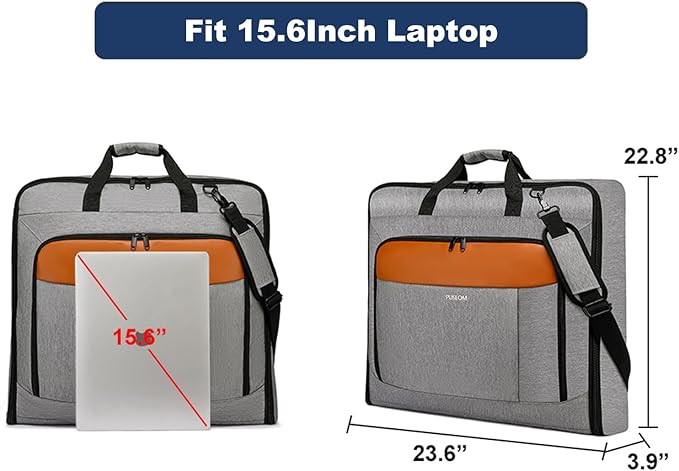 Garment Bag Travel Suit Bag for Men Large 40-Inch Carry on Garment Bag Up to 3 Suits for Business Trips,2 in 1 Hanging Suitcase Luggage Bags for Travel,Foldable Carry On Bag Fits 15.6Inch Laptop,Black