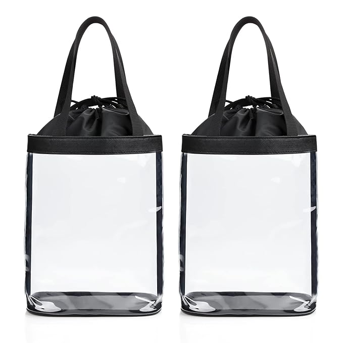 Clear Makeup Bags, TSA Approved Toiletry Bag for Traveling, Clear Travel Bag for Toiletries, Waterproof Transparent Cosmetics Bag Organizer for Women Men, Carry on Airport Airline Compliant Bag (2PCS)