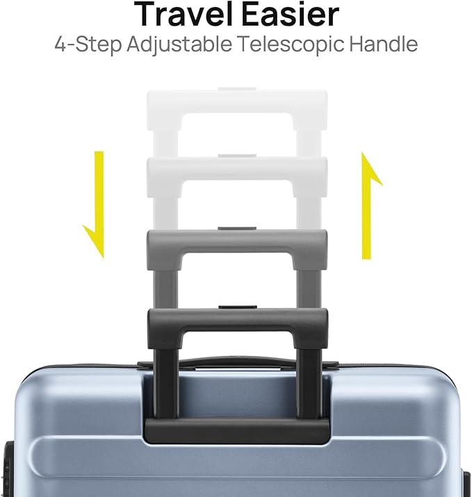 Carry on Luggage 22 X 14 X 9 Airline Approved, 20 Inch Luggage for 3-5 Days Travel, Double Spinner Wheels, 100% Hardshell PC, TSA Lock (03-Shadow (Basic), Carry-On 20-Inch)