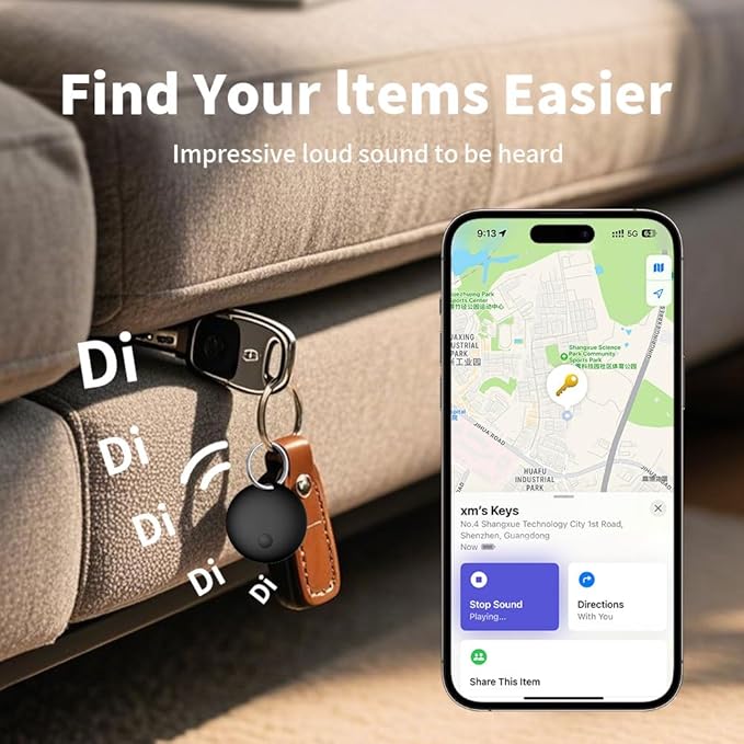 Air Tracker Tag, Smart Tracker Item Finders Compatible with Apple Find My, Bluetooth Smart Air Tag Key Finder Item Locator Worldwide Tracking for Pet Wallet Backpack Luggage, Black (iOS Only)
