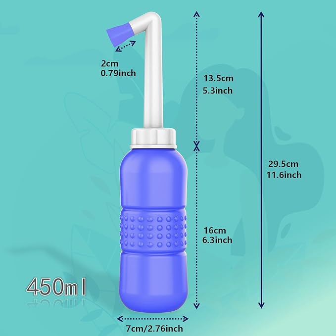2PCS Pink+Blue Portable Bidets +Water Seal Cap - 15oz Peri Bottle for Postpartum Perineal Care- Baby Travel Bathing kit, Travel Bidet Bottle - 450ml Portable Bidet for Birth Tears, Hemorrhoids, Pain