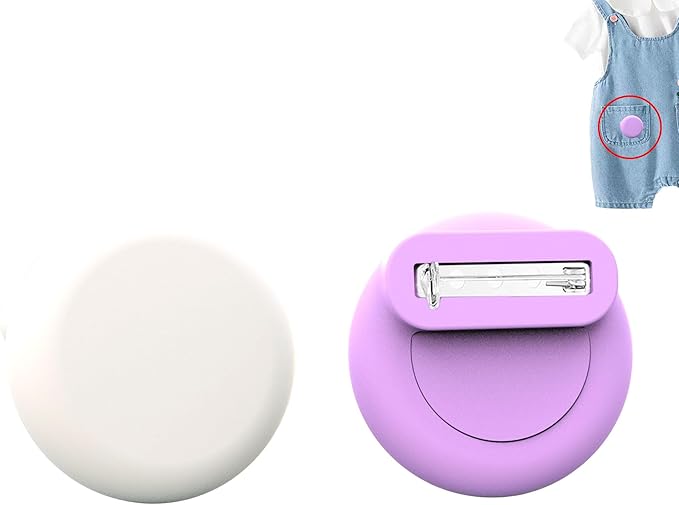 Waterproof AirTag Holder for Kids[Discreet] - 2-Pack Mini Silicone Air Tag Cover with Invisible Pin,GPS Tracker Case for Children, Elderly, Clothes, Backpack, Luggage (White, Purple)