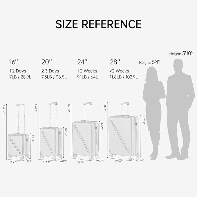 MILADA Carry On Luggage With Wheels 20 inch Carry On Suitcase Travel Luggage With TSA Approved Carry On Luggage Hard Case Luggage Carry On Bag For Women Men Business, Smoke White