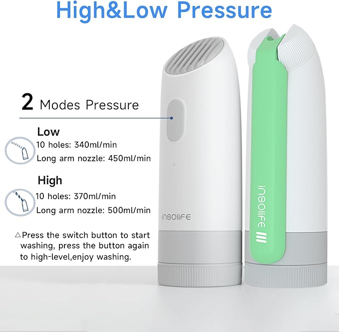 Portable Bidet | High Pressure | Travel Bidets with 2 Different Nozzle | Rechargeable Electric Portable Bidet for Men & Women | Portable Bidets for Travel (‌Military Green)