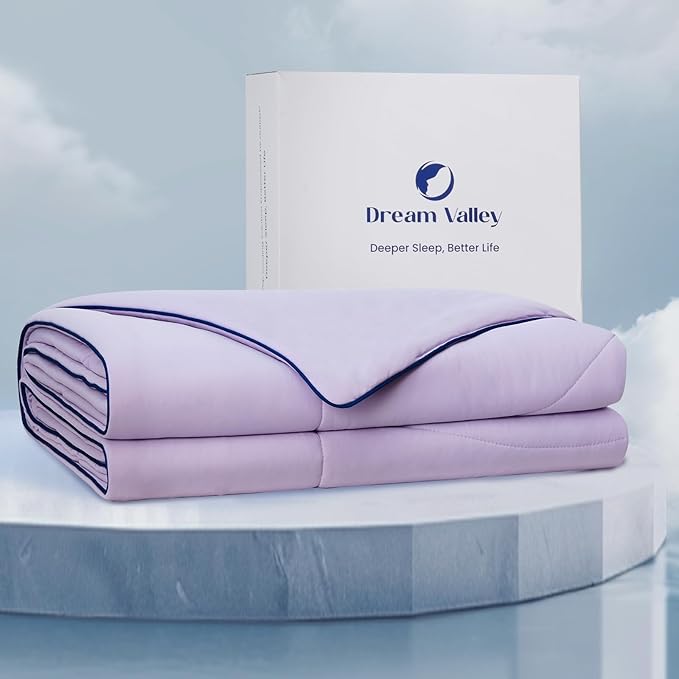 Dream Valley® Outlast® Deepsleep Cooling Comforter, Throw Size, NASA-Grade Space Technology Cooling Blanket for Hot Sleepers Night Sweats, Q-Max > 0.45 Aerocool™ Breathable, Lavender Fog, 60"x80"
