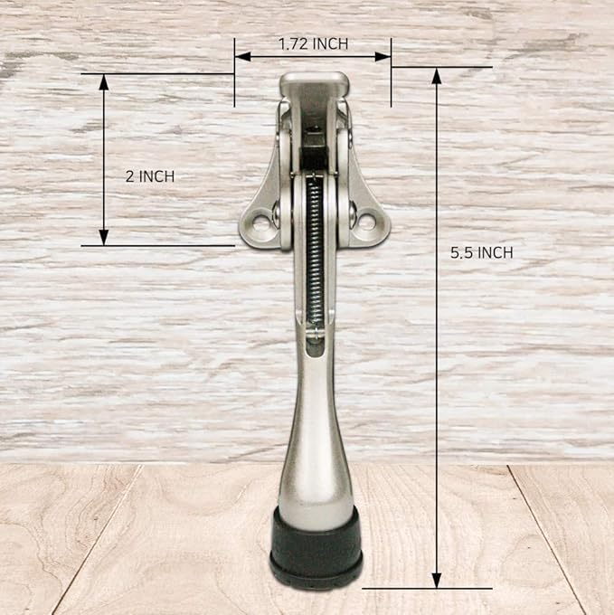 Door Stopper, One-Touch semi-Automatic Metal Door Stopper, with Non-Slip Rubber Tip for Wood, Concrete, Tiled, and Carpeted Floors (4inch x 1pack, Dark Grey)