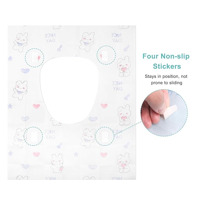 100 Packs Toddler Toilet Seat Covers Disposable, Disposable Toilet Seat Covers for Travel Waterproof Non-Woven, Travel Essentials for Kids Toddlers Potty Training (Individual Package)
