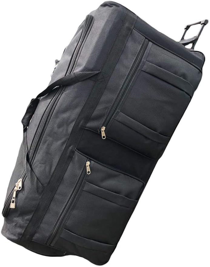 36-inch Rolling Duffle Bag with Wheels, Luggage Bag, Hockey Bag, XL Duffle Bag With Rollers, Heavy Duty Oversized Bag (Black)
