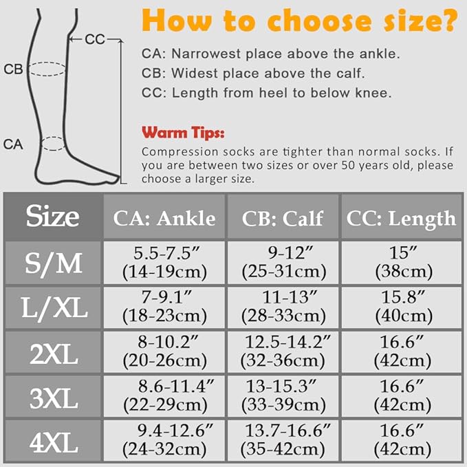 CASMON 2 Pairs Zipper Compression Socks for Women & Men,15-20 mmHg Closed Toe Knee High Support Sock for Varicose Vein Edema