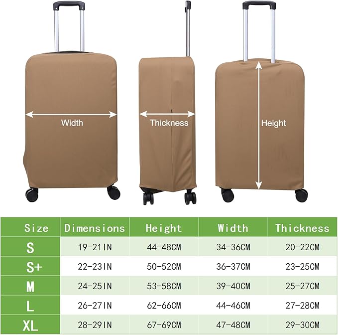 PATIKIL Luggage Cover, Suitcases Covers Elastic Carry on Cover Protector Washable Scratch-Resistant Fits 22-23 Inch Luggage for Travel Business Trips, Khaki